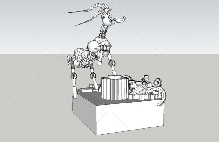 新手做的一些机械零件组合的动物雕塑加模型请多
