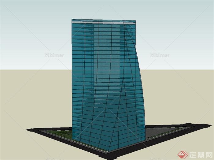 某现代螺旋状高层办公建筑设计SU模型