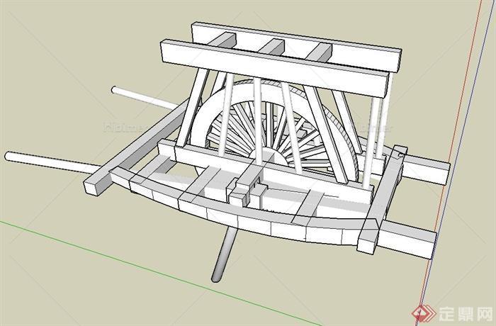 园林景观节点木车小品设计SU模型