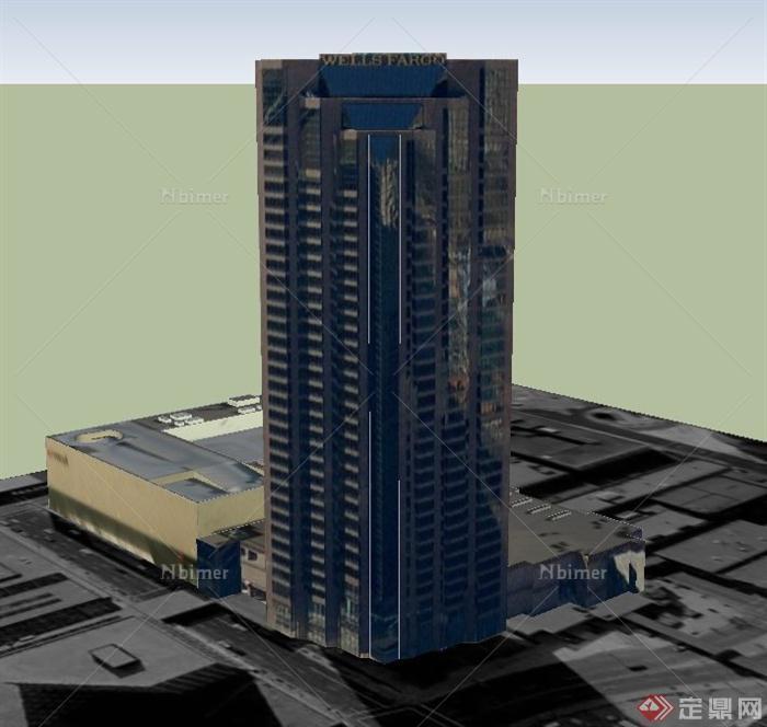 现代某高层银行综合体建筑设计SU模型