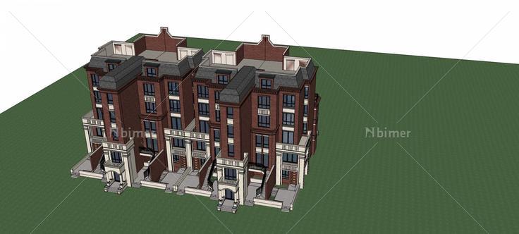 英式叠拼别墅(78620)su模型下载