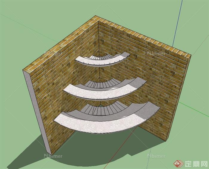 某墙角花台设计SU模型