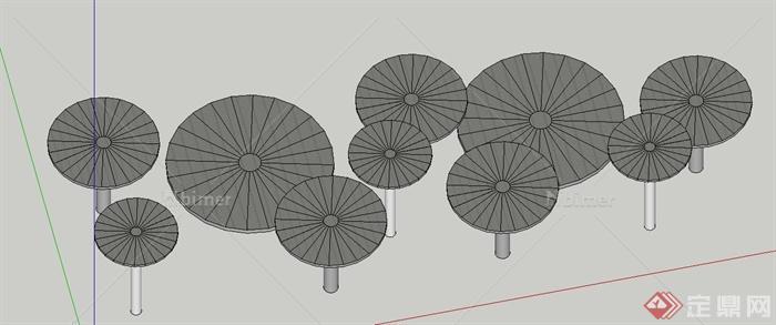 园林景观节点铁艺伞形小品设计SU模型