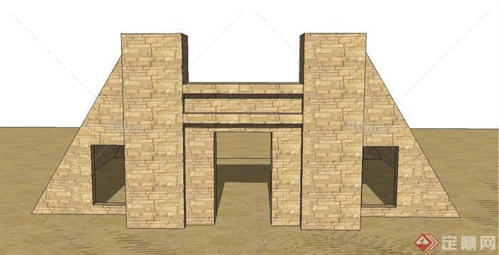 某入口砖砌门廊设计SU模型