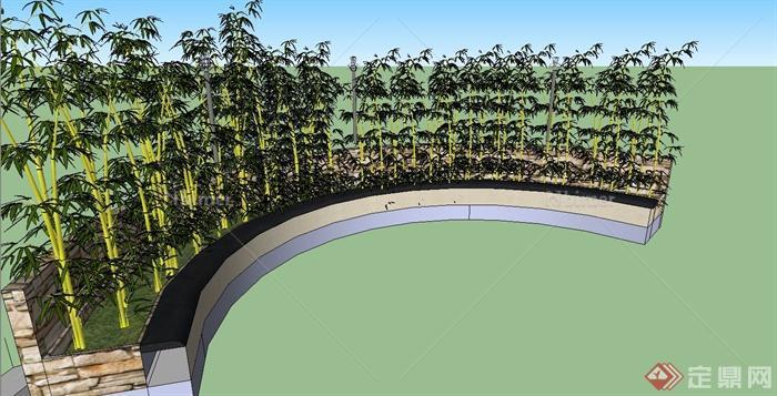 某小区弧形树池、树池坐凳组合设计su模型