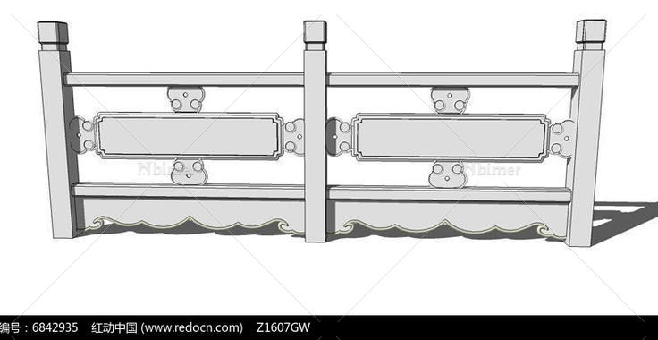 中式古典石栏杆模型