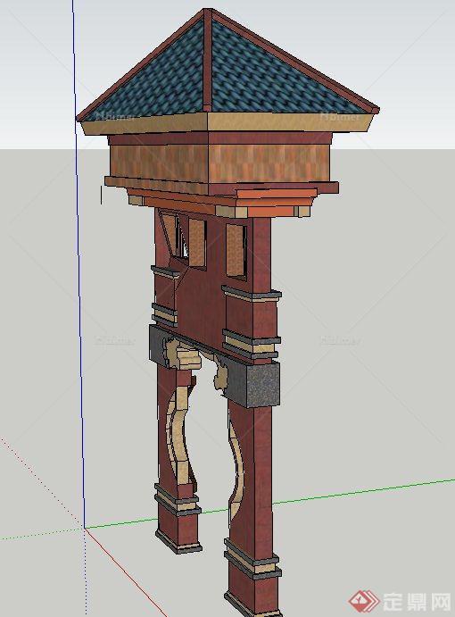 园林景观门楼牌坊设计SU模型