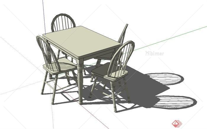 现代风格室内餐厅桌椅设计su模型