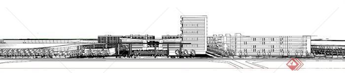 现代建筑风格小学SU模型