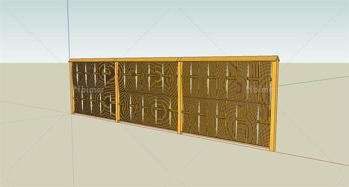 新农村竹制栏杆围栏设计su模型[原创]