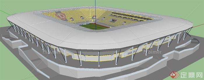 某现代风格足球场体育馆建筑设计SU模型