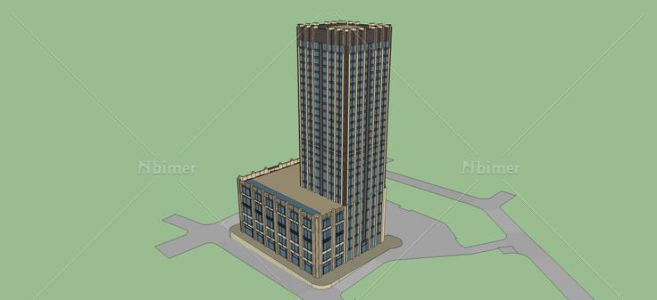 古典风格高层商住楼(64560)su模型下载