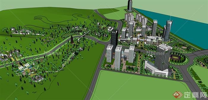 某城市中央商务区规划设计SU模型