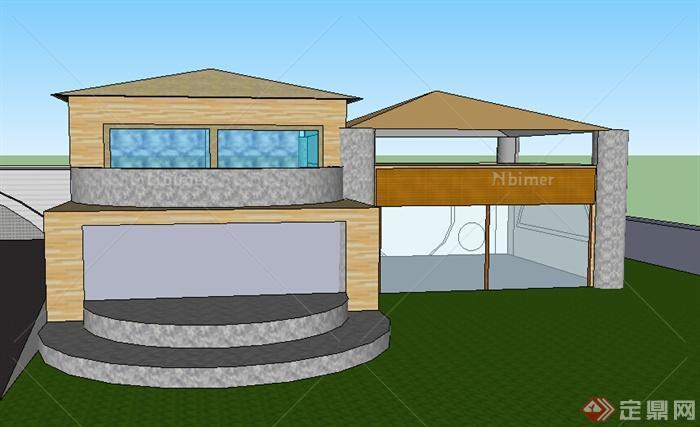 某室外多层小别墅设计SU模型