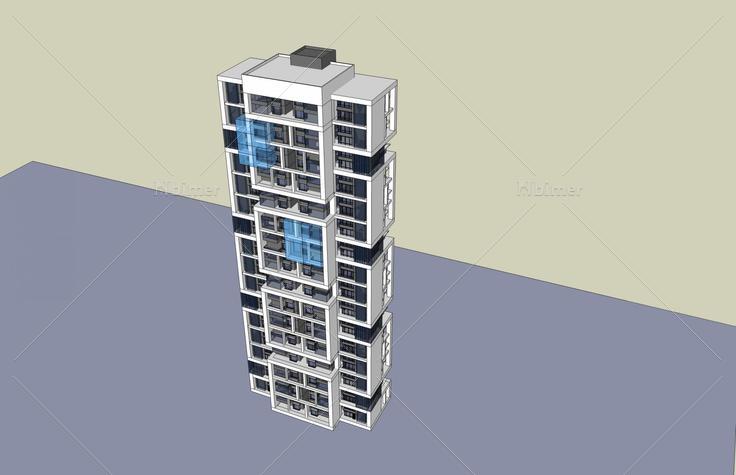 现代高层住宅楼(41240)su模型下载