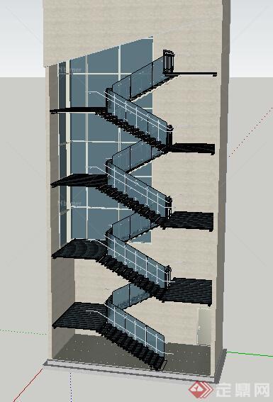 多层建筑楼梯节点设计su模型