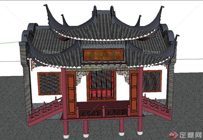 古典中式戏楼建筑设计SU模型