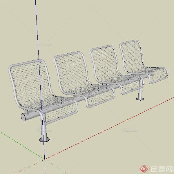 一个钢铁休息带靠背椅子设计的SU模型