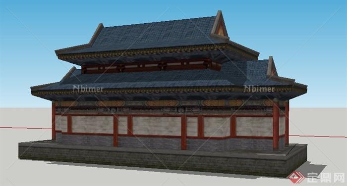 中式风格殿堂建筑设计su模型