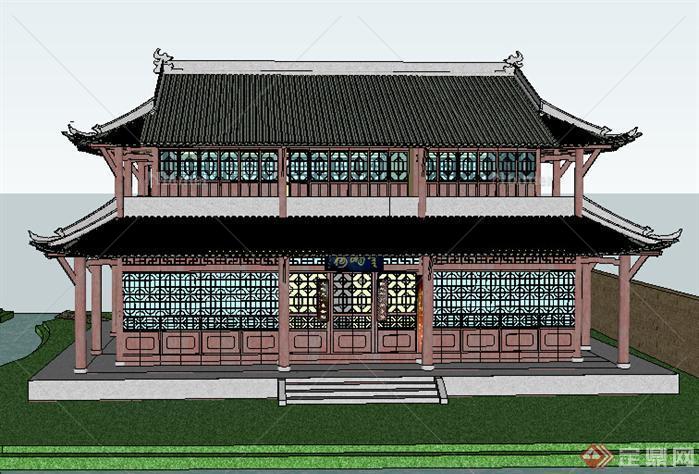 某古典中式三苏祠云屿楼建筑设计方案su模型[原创