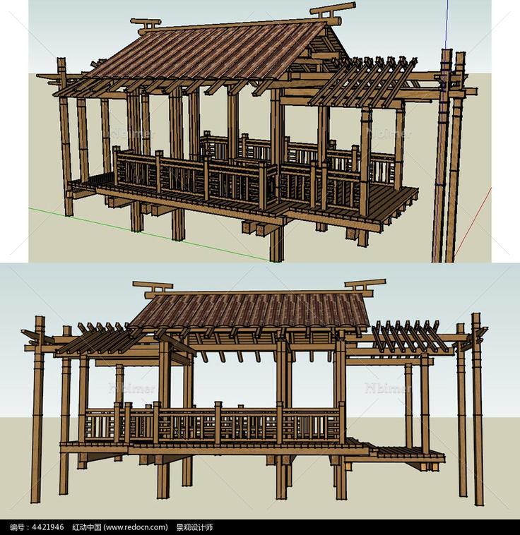 水榭景观建筑草图大师SU模型