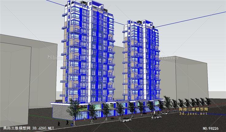 现代建筑商业住宅楼模型(15)