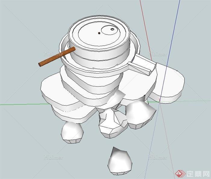 园林景观节点石磨设计SU模型