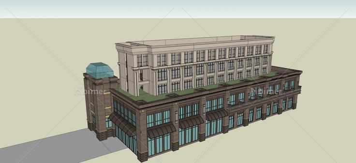 古典风格沿街写字楼(57906)su模型下载