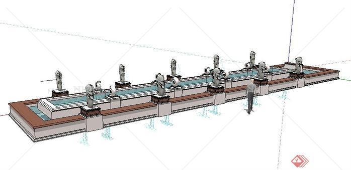 某小区欧式水景SketchUp(SU)3D模型