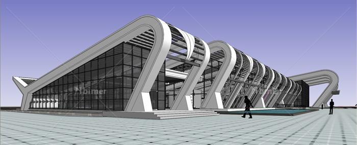 流线造型客运站建筑设计SU模型[原创]