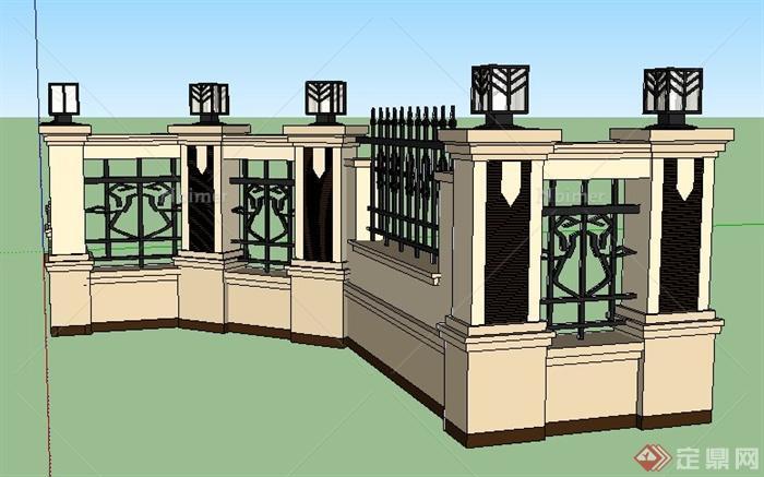 新古典风格镂空围墙设计su模型