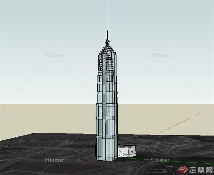 某山地高层现代透明材质制成景观塔建筑设计SU模