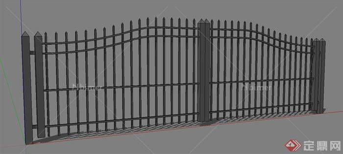 多个栏杆围墙设计SU模型