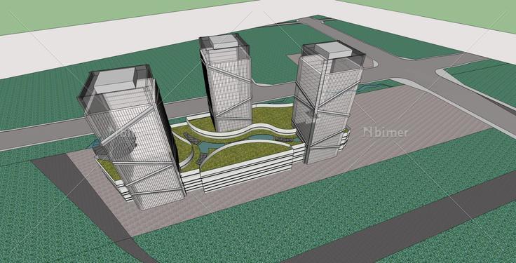 现代高层商业办公楼(34766)su模型下载