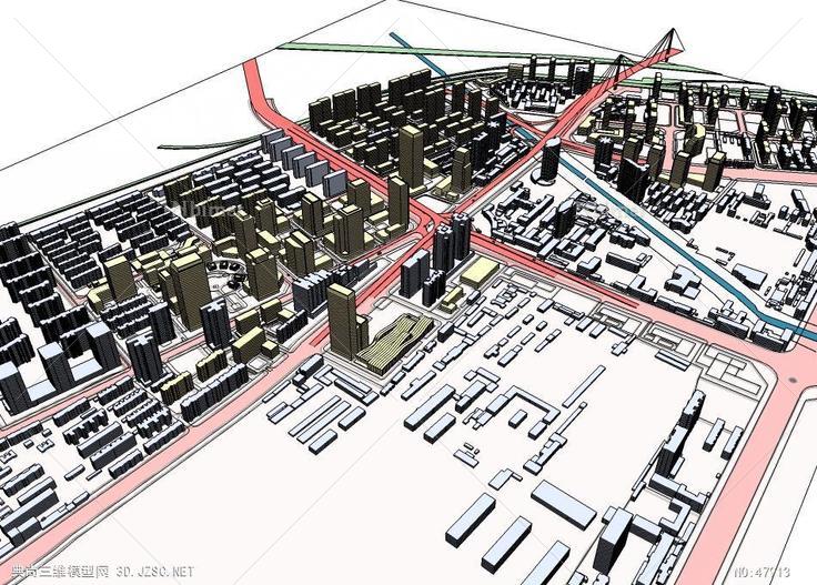 0830郑州二七区城市设计规划总图skp su模型 3d规