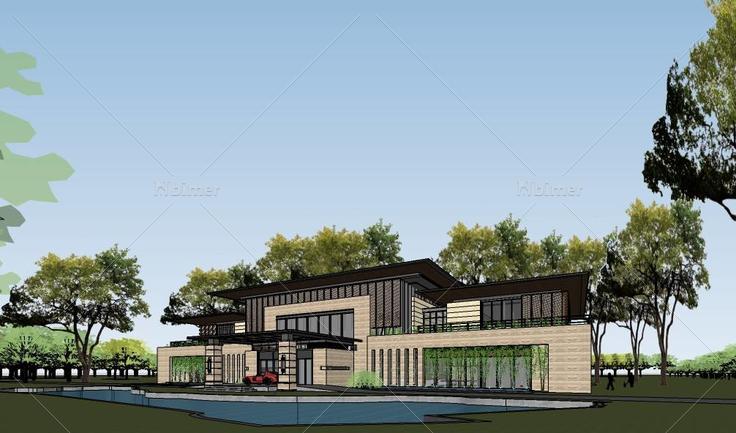 现代风格多层特色酒店建筑su模型(139742)su模型
