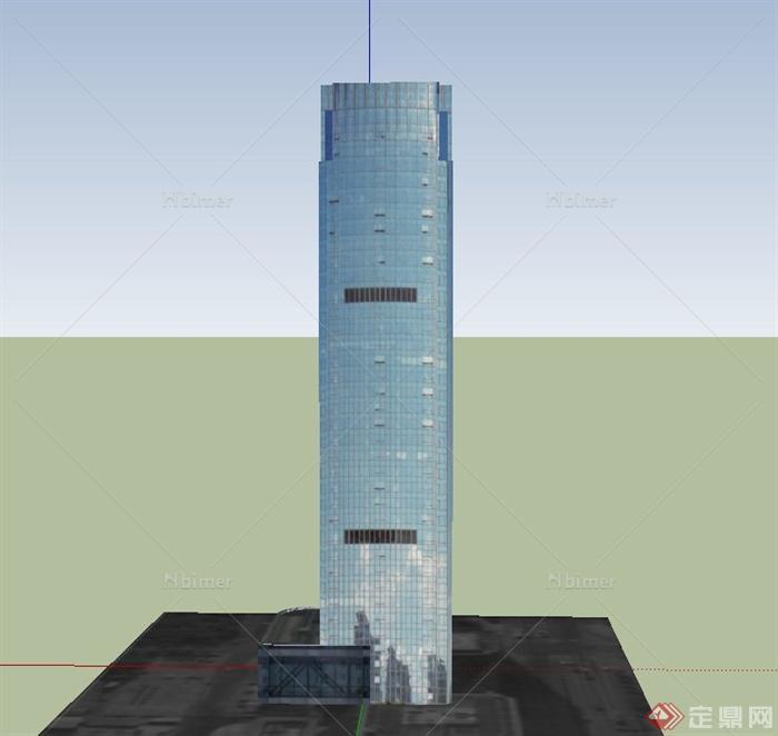 现代某方形高层电信办公楼建筑设计SU模型