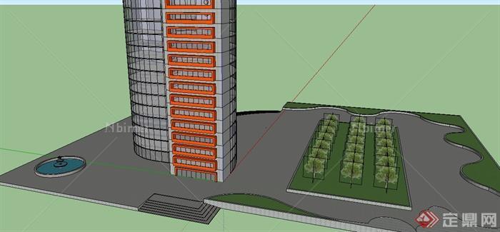 某现代风格超高层写字楼办公建筑设计SU模型