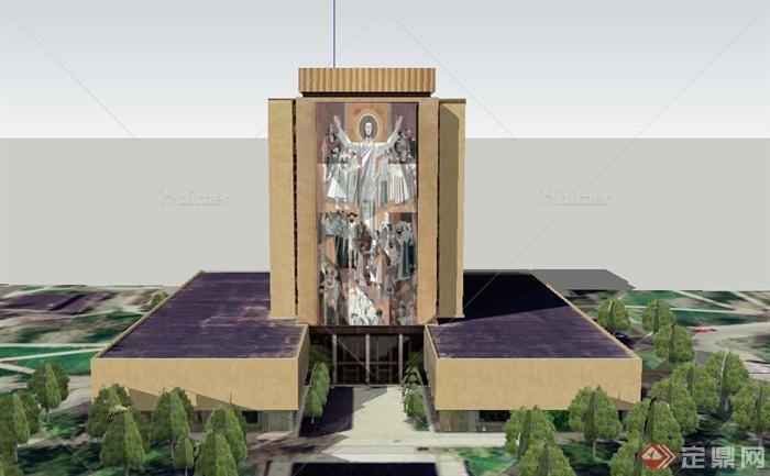 某欧式多层宗教教堂建筑设计SU模型