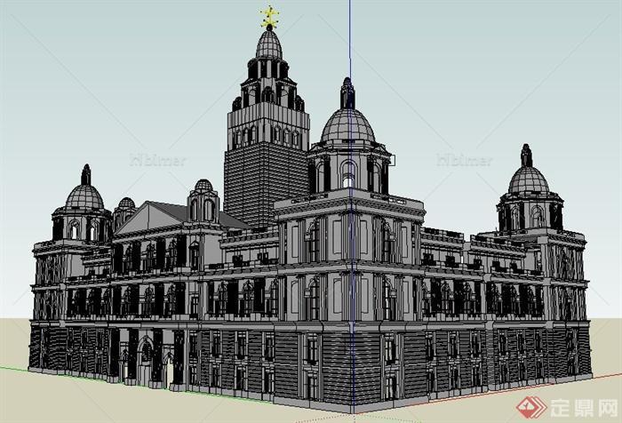某古典欧式风格议会大楼建筑设计su模型[原创]