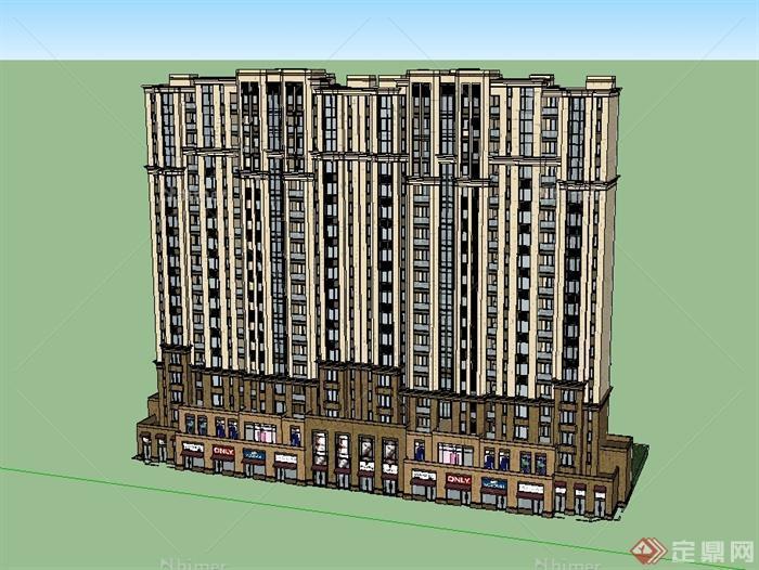 新古典风格高层商业住宅楼设计su模型[原创]