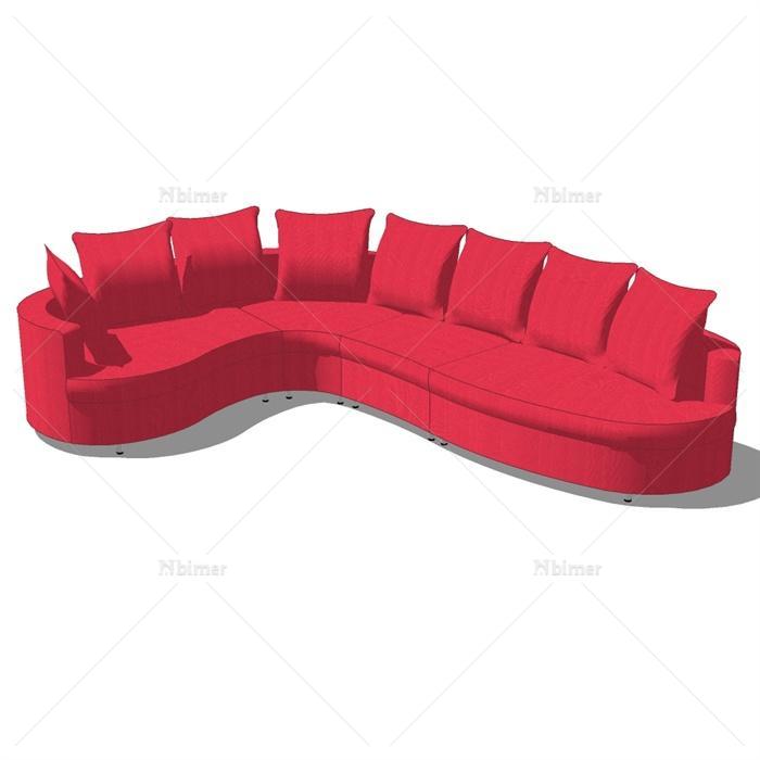 6款现代风格曲线沙发设计su模型[原创]