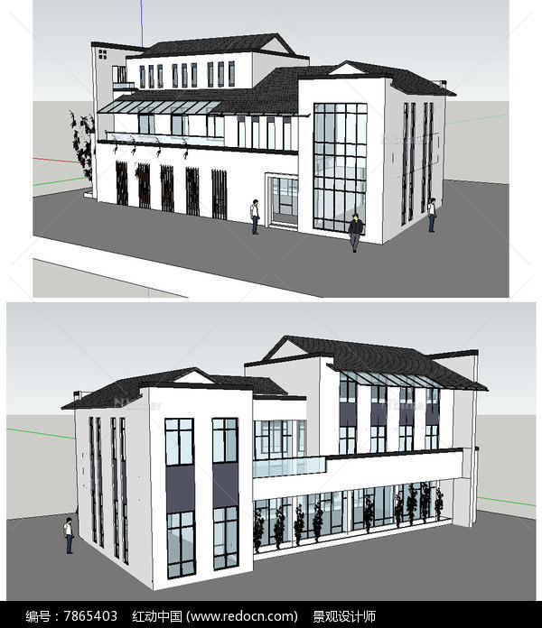 苏式别墅建筑草图大师SU模型