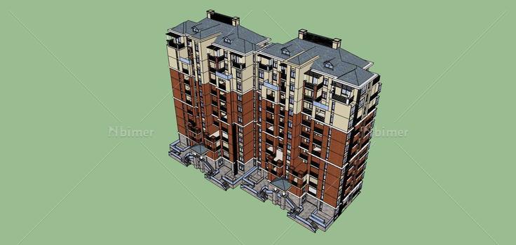 欧式高层住宅楼(81069)su模型下载