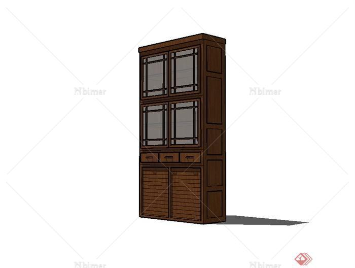 某现代木质衣柜设计su模型