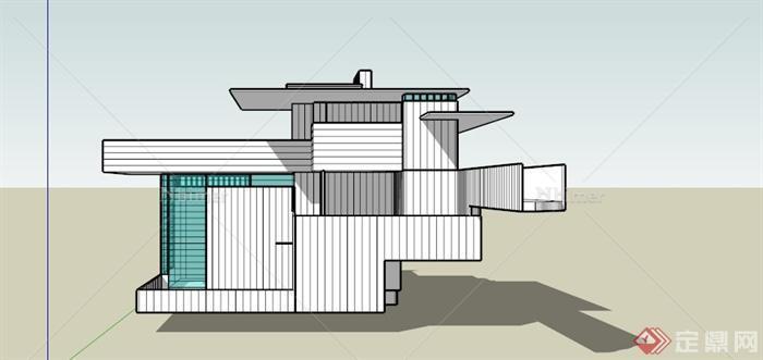 赖特设计某住宅别墅建筑设计SU模型