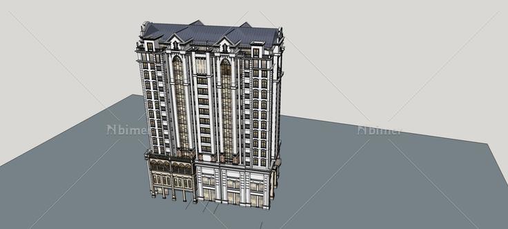 民国风格高层住宅楼(82330)su模型下载