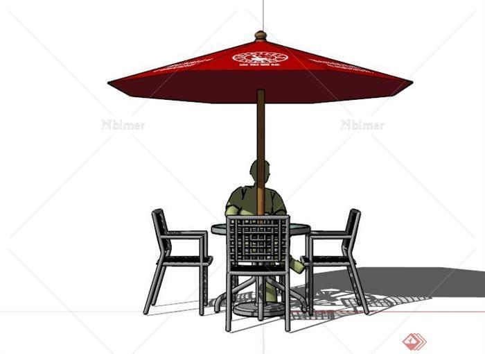 咖啡店室外桌椅的SU模型[原创]