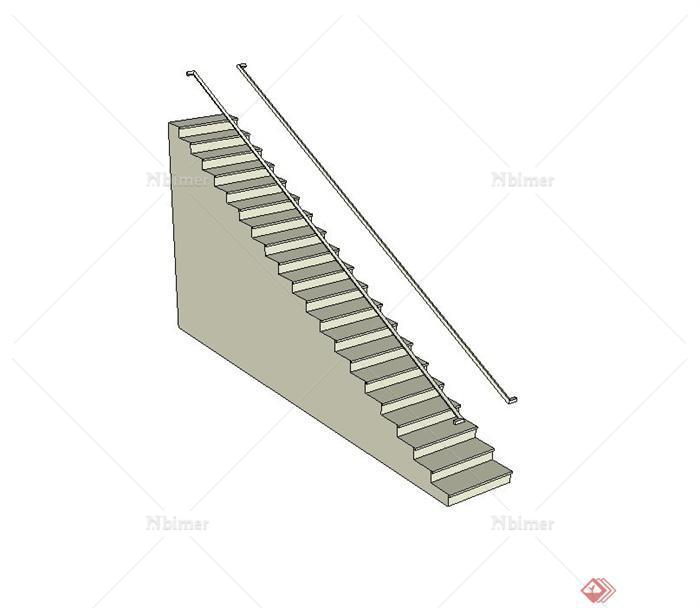 某现代风格简单建筑楼梯设计su模型[原创]