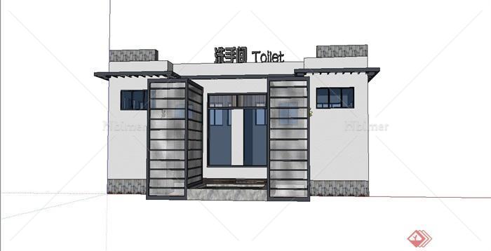 某现代风格洗手间建筑设计SU模型